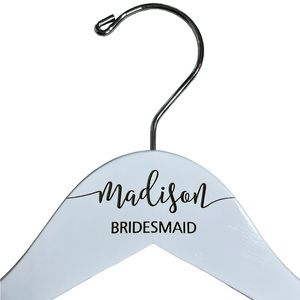 Bridesmaid Hanger – White Wooden Wedding Dress Hanger Name “Madison”